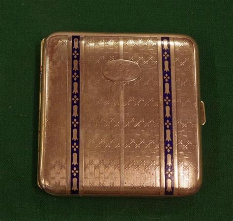 vintage metal alpacca cigarette case box|Antique c1920’s Alpacca Silverplate and Enamel “Soccer Scene” .